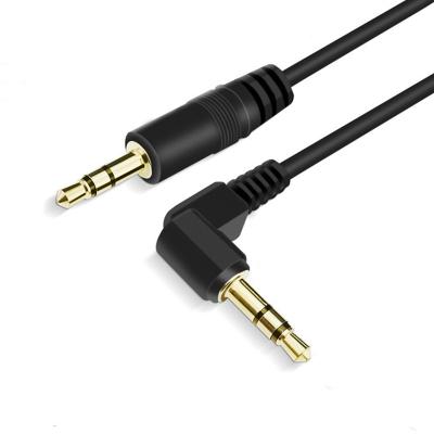 China Custom DVD Player Gold Stereo Male 1.5meter Right Angle 90 Degree 3.5mm To Male Audio Cable for sale