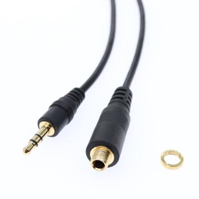 China Best male car price gold 3.5mm stereo connector to aux cable. female extension cable 3.5mm audio with nut for sale