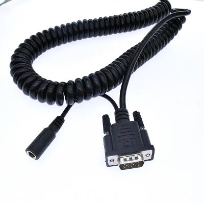 China Custom Serial Port RS232 Conversion Cable HDB15 Male to DC5.5*2.1female Serial Port Conversion Cable RS232 Spring Cable Black for sale