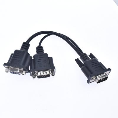 China COMPUTER DB9 Pin Two Rows Connectors RS232 Data Cable Male to Female 2-in-1 Cable for sale