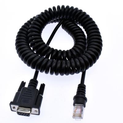 China Custom DB9 Serial Port RS232 Conversion Cable To RJ50 Serial Port Conversion Cable RS232 Spring Cable Black for sale