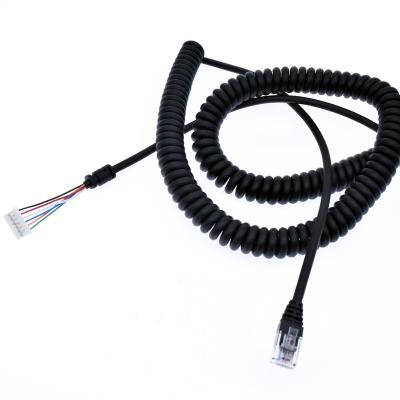 China High Performance Car PH2.0 RJ12 to Cable 6corespring Wire Spiral Coil Spring Cable for sale