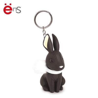 China For decoration or prevent key loss plastic animal black rabbit shaped custom key chain for wholesale for sale