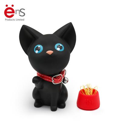 China Paper Clip Holder Wholesale Black Cat Shape Magnetic Paper Clip Holder With Paper Clips for sale