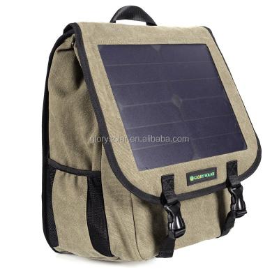 China Outdoor Canvas Army Green Solar Panel Phone Solar Panel Delivery Backpack Bag Fast Traveling Rise for sale