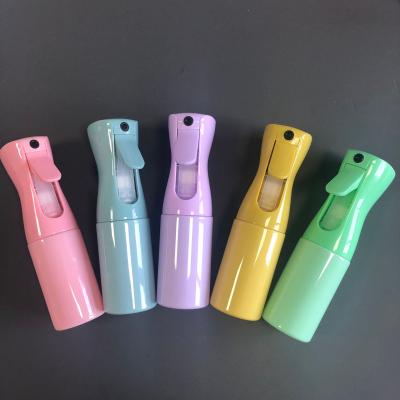 China Hair Salon 160ml 300ml Continuous Empty Colored Fine Mist Water Spray Continuous Spray Bottle Hair Mist Spray Home Cleaning Bottle for sale