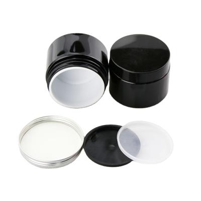 China Household Products 2 oz 4 oz 8 oz Plastic Jars PET clear straight sided jars with striped aluminum caps black smooth striped caps 12 oz 16 oz for cbd for sale