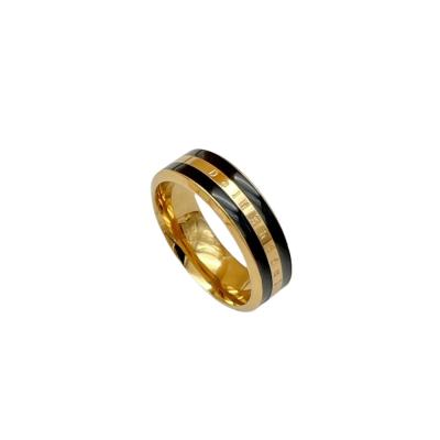 China China Environmental Friendly Manufacture Engraving Delicious Black And 18K Male Ring Classic Men Gold Rings for sale