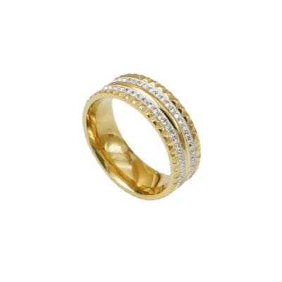 China 2021 New Arrival Environmental Friendly Jewelry 18k Gold Pvd Coating Multiple Style Options Diamond Initial Girls Women Eternity Ring for sale