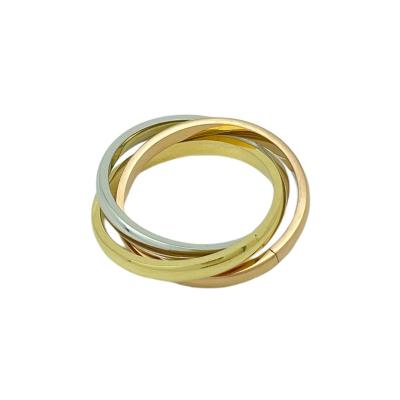 China Nickel Free And Hypoallergenic 2021 Fashionable Three Layers Wedding Engagement Rings Stainless Steel Jewelry For Women Minimalist Gold Plated Stackable Rings for sale