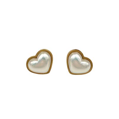 China Environmental Friendly Fashion Pearl Clip On Heart Earring Wholesale For Korean 2021 Stud Earring Set for sale