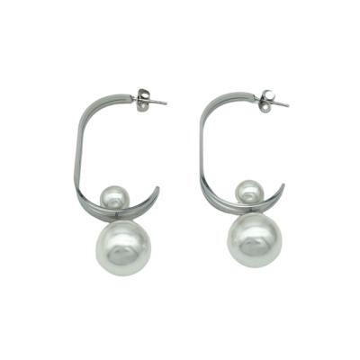 China Fashion 2021 Trend Jewelry Trend Nickel Free Women's Silver Double Function Pearl Stainless Steel Earring Set Korean Stud Drop Earrings for sale