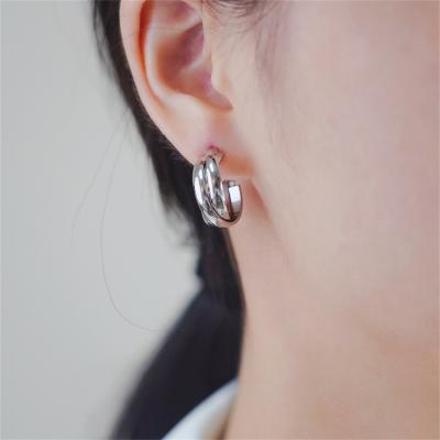 China Nickel Free And 2021 Designer Ins Style Women Fashion Jewelry Hypoallergenic Silver Circle Stud Stainless Steel Statement Piercing Earrings for sale