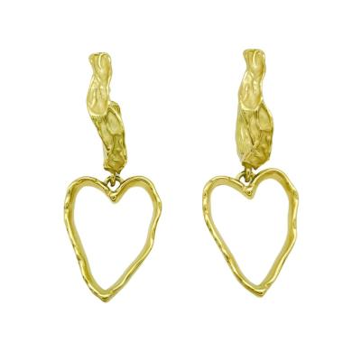 China Newly Romantic Romantic Accessories Jewelry 14k Plated Heart Earrings Stainless Steel Lady Vendor Gold Earrings for sale