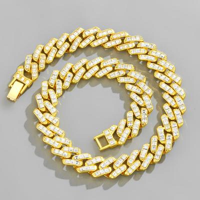 China High Quality Fashion Crystal Iced Out Cuban Chain Wholesale Link Necklace and Bracelet For Man for sale