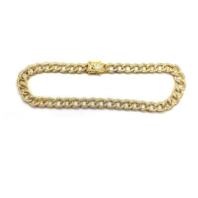 China Amazon Hot Selling High Quality 18k 24k Yellow Gold Plated Hip Hop Cuban Chain For Woman Man Ice Cuban Chains Diamonds for sale