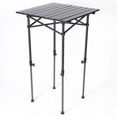 China Contemporary Outdoor Portable Black Aluminum Rolled Picnic Barbecue Collapsible Folding Table Camping Free Standing for sale