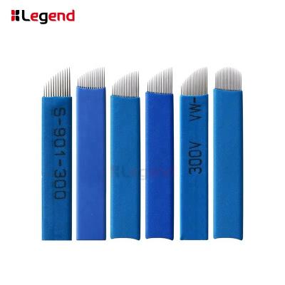 China Tattoo Permanent Makeup Eyebrow Microblading Needles Manual Blue 0.2mm Blade 12/14/16/18/21/18U for sale