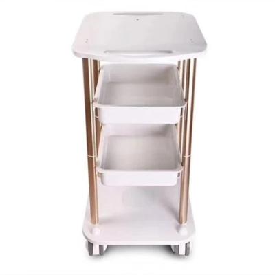 China 360 Degree Rotated Beauty Tool Salon Trolley Cart With Aluminum Salon Equipment Manicure Shelves for sale