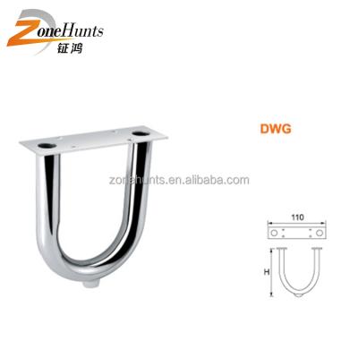 China Modern Chrome Sofa Base Accessories Sofa Furniture Feet Foot Metal U-Shape Brush Steel U-Shape Sofa Legs for sale