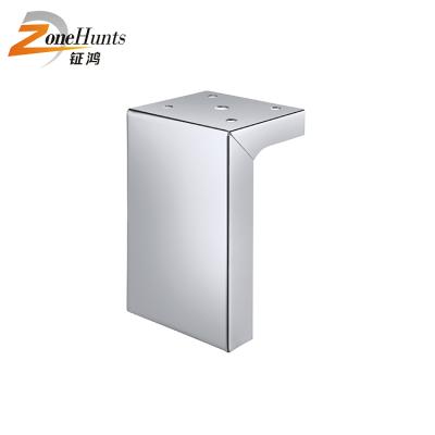 China SMOOTH Chrome Metal Chrome Angled French Furniture Feet Corner Metal Cabinet Legs for sale