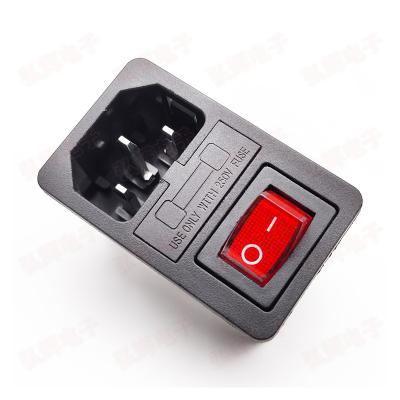 China Commercial C13 C14 Socket Panel AC DC Male Socket With Fuse And Rocker Switch AC Female Power Connector for sale