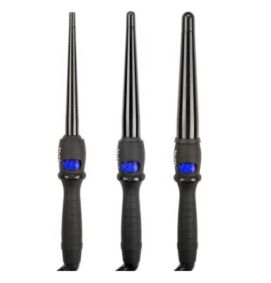 China 1-Inch To 1/2-Inch 19/25/32 Mm Dual Voltage Bar Wave Iron Ceramic Tapered Electric Curling Wand for sale