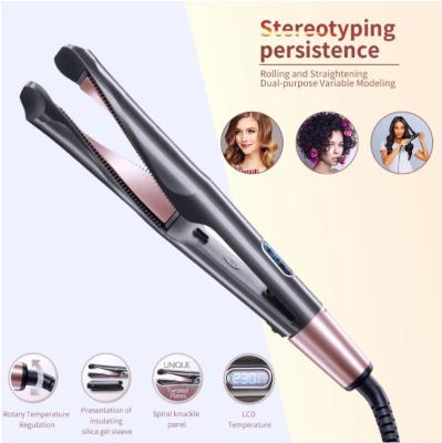 China 2 in 1 Ceramic Hair Straightener and Curler, Twist Straightening Curling Iron, Professional Negative Ion Flat Iron with Adjustable Temp for sale