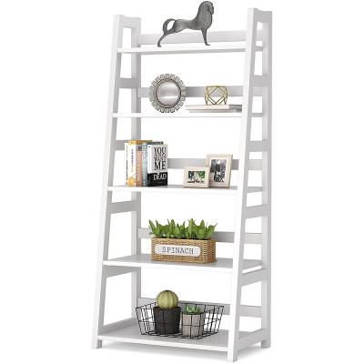 China Modern Environmental Friendly 5-Tier Bookshelf Ladder Shelf Book Storage Shelf Organizer For Living Room Home Office for sale