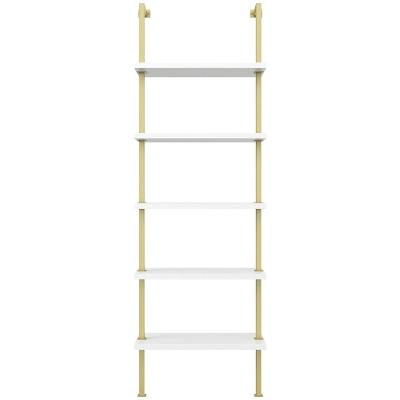 China Environment Friendly Modern Bookcase 5-Shelf Wall Mounted Ladder Shelf Storage Shelf for sale