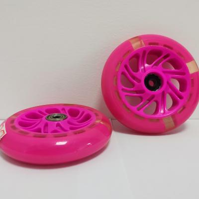 China PU kids tricycle/car wheels/toy skateboard made of quality 120*26mm PU plastic wheels, LED flash for sale