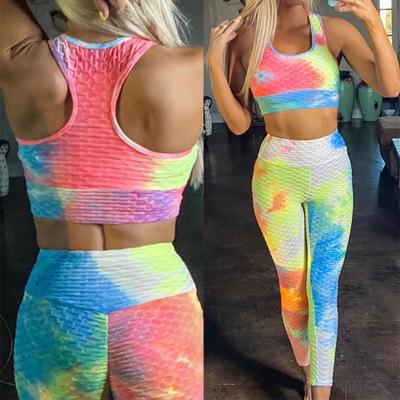 China Autumn/Summer Breathable Suit Casual Vest With Round Neck Tie Dye Sport Suit for sale