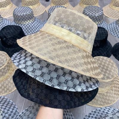 China breathable & Waterproof fashion lightweight luxury letters mesh hat female fisherman summer sunshade thin bucket hat for sale