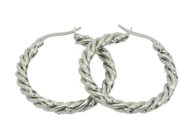 China 35mm Silver Plated Large Hoop Earrings Full Round Twist Wire Circle for sale