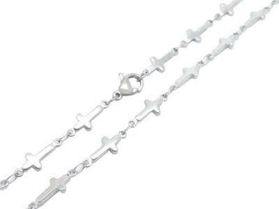 China Women 4.5mm Stainless Steel Long Link Chain With Mini Cross Chains By The Foot for sale