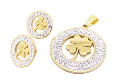 China Flower Shaped Pendant Women's Jewelry Sets , Colorful Crystals Simple Necklace Set for sale