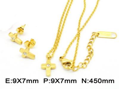 China Mini goldener Queredelstahl-Schmuck eingestellt mit klarem weißem Kristall zu verkaufen