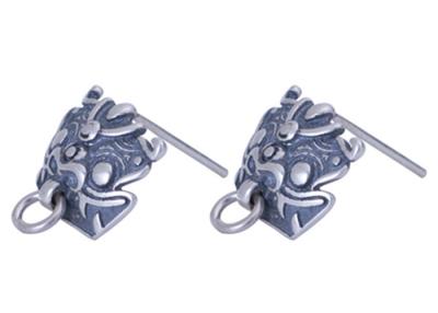 China Guardian Beast Retro 925 Sterling Silver Earrings In Lion Head Style for sale