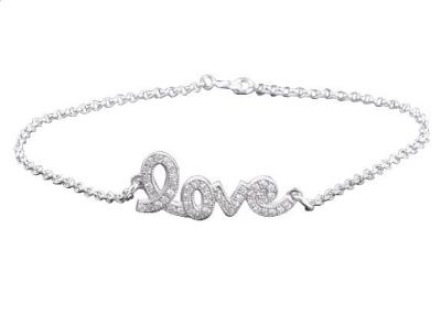 China Classic Love Letter 925 Sterling Silver Bangle Bracelets For Anniversary Gift for sale