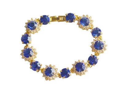 China O ouro/prata chapeou o bracelete Chain de prata esterlina com o Ziron azul e o cristal à venda