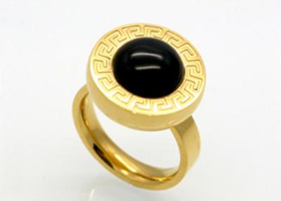 China 18k Gold Plated Color Womens Stainless Steel Rings With Natural Stone For Party for sale