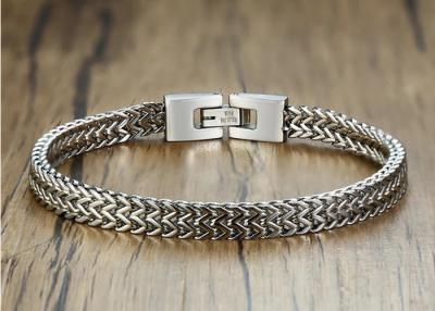 China High Polish Stainless Steel Mesh Bracelet Keel Chain Link Mens Silver Clasp for sale