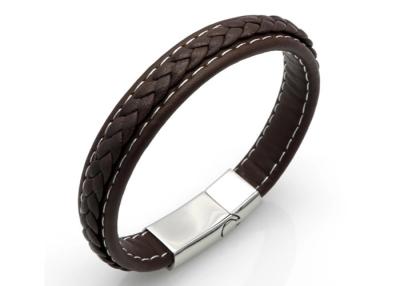 China DIY Handmade Mens Leather Braided Bracelet With Magnetic Clasp Classical Style for sale