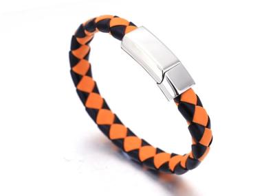 Chine Bracelet en cuir tressé fait main de corde d'acier inoxydable des femmes des hommes en gros faits sur commande à vendre