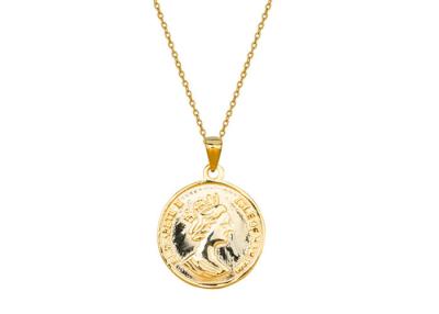 China European and American Portrait Round Coin Necklace S925 Silver Gold Coin Clavicle Chain for sale