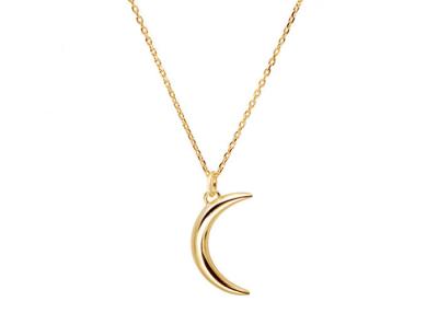 China Beautiful 18K Gold Simple Personality Moon Necklace S925 Silver Fashion Temperament Crescent Pendant for sale