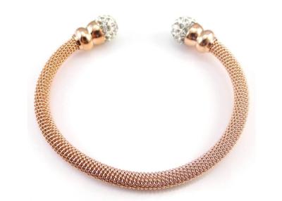 China Mode-Edelstahl-Schmuck-Bergkristall-Ball-Armband für Frauen-Gold-Rosen-Stulpen-Armband-Schmuck zu verkaufen