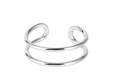 China Double Line Opening / Geometric 925 Silver Ring Simple Personality X- Shaped Cross Ring for sale