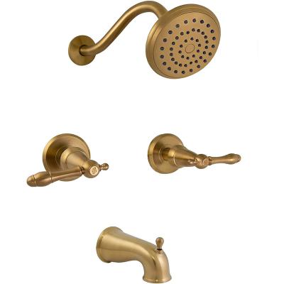 China Other Factory Outlet Brushed Nickel 2 Handle Shower Faucet Set Concealed Bathroom Rain Mixer Shower Set for sale