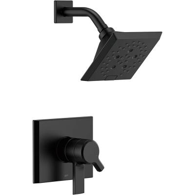 China Other Factory Outlet Matte Black Steel Dual Function Shower Set, 5 Jet Shower Head, Square Shower Set for sale